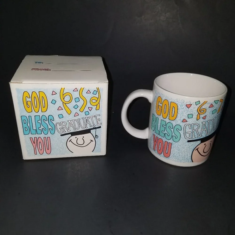 VTG God Bless You Graduate Mug Graduation Gift 1993 Bob Siemon (in original box)